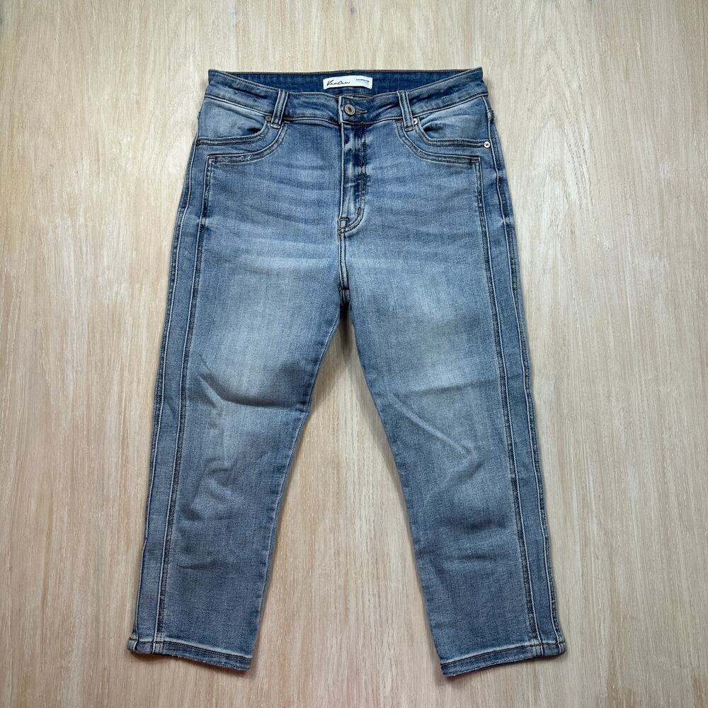 KanCan Maurices High Rise Straight Leg Front Seam Light Wash Stretch Jeans 29